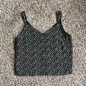 Madewell Black Floral Tank Top with White and Yellow Ditsy Print